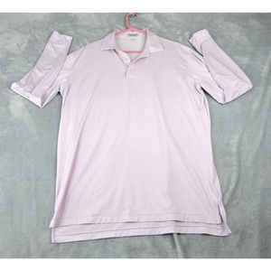 Peter Millar Summer Comfort Shirt Mens Large Pink Striped Polo Golf Long Sleeve